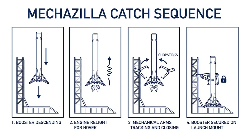 The catch sequence requires thousands of vehicle and pad criteria to align perfectly in real-time.