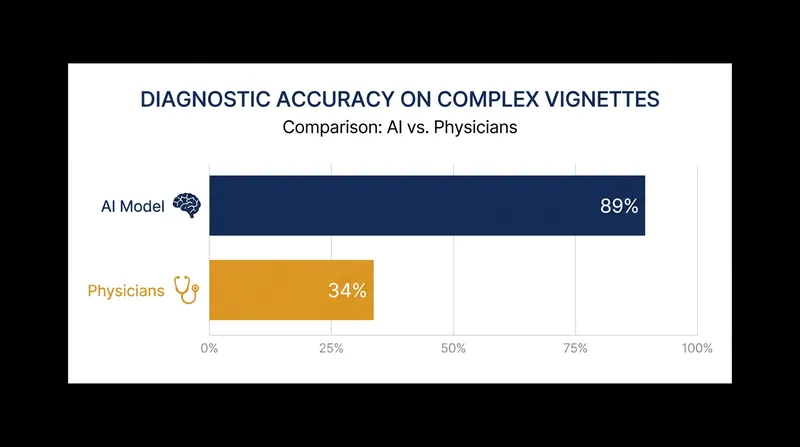 In recent benchmark tests, AI models significantly outperformed human physicians on complex clinical vignettes.