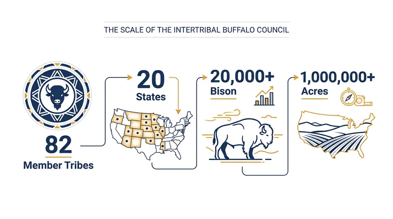 The InterTribal Buffalo Council manages a vast network of restored herds across the United States.
