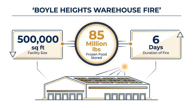 The sheer scale and heavy insulation of the cold-storage facility have made the fire exceptionally difficult to extinguish.