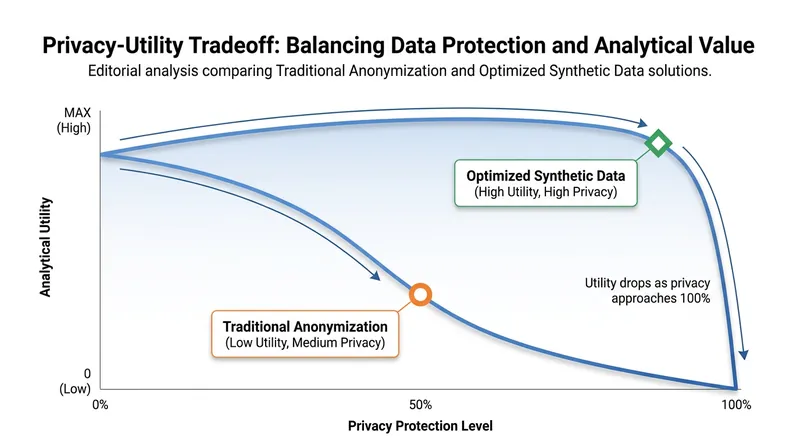 The inherent tradeoff between protecting individual privacy and maintaining the analytical usefulness of a dataset.