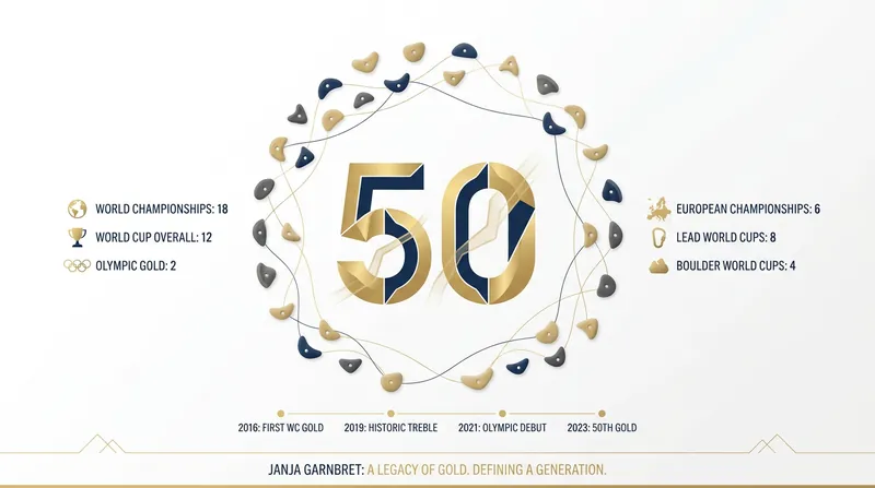 Slovenia's Janja Garnbret reached a historic milestone in Innsbruck, claiming her 50th career gold medal.