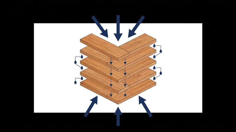 Cross-Laminated Timber (CLT) achieves its immense strength by stacking layers of wood at alternating 90-degree angles.