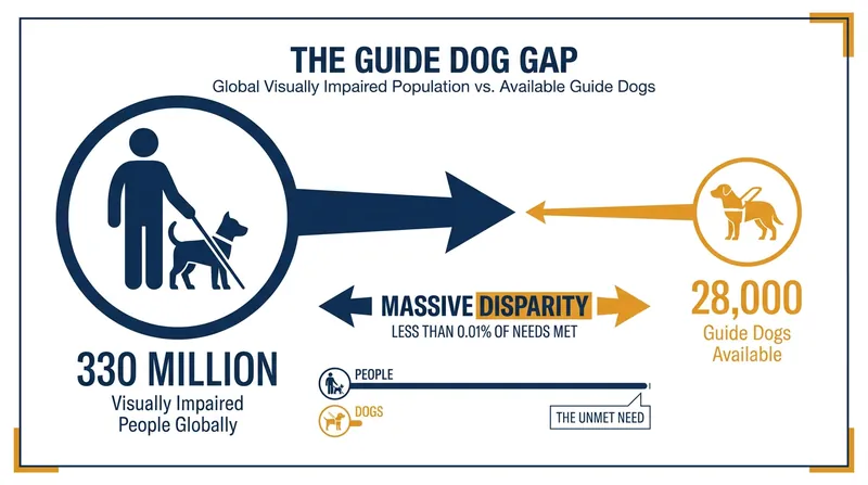 The massive shortage of trained guide dogs is driving the push for scalable technological alternatives.