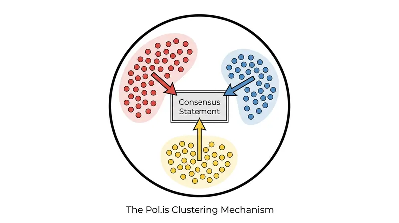 Civic platforms like Pol.is map users into ideological clusters, then hunt for the specific statements that win approval across all groups.