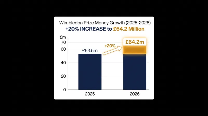 Wimbledon organizers have increased the 2026 prize pool by 20%, bringing the total to £64.2 million.