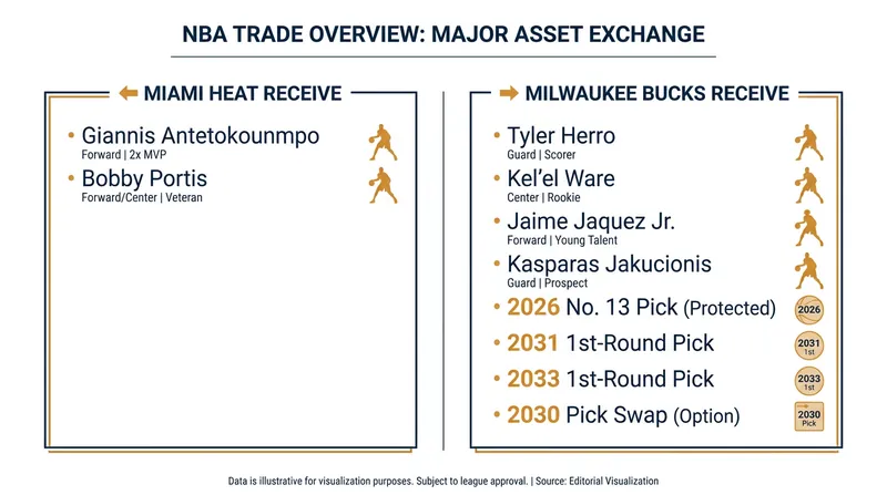 The full details of the blockbuster trade between the Bucks and the Heat.