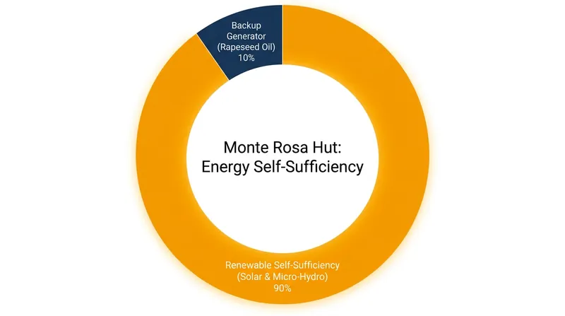 Advanced huts like Switzerland's Monte Rosa operate almost entirely independently from the valley's power grid.