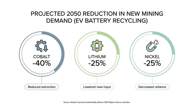 Projected reductions in global demand for newly mined minerals by 2050, according to the IEA.