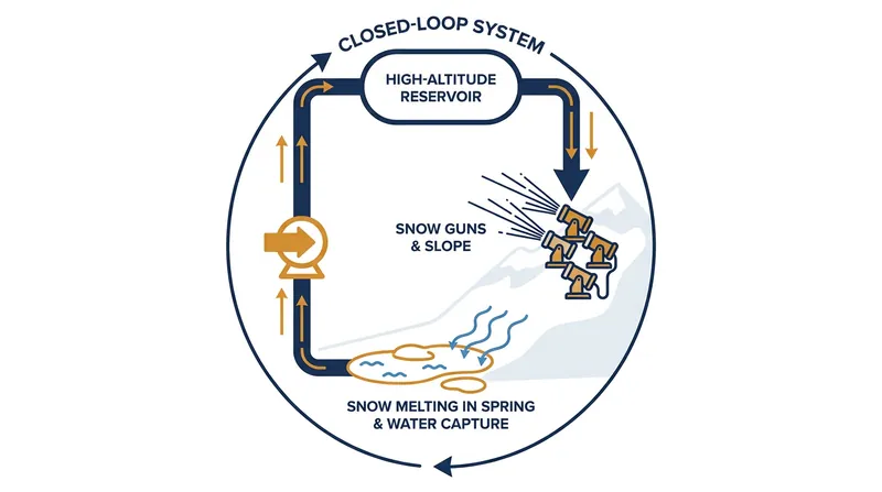 Closed-loop systems capture spring meltwater, reducing net water loss to near zero.