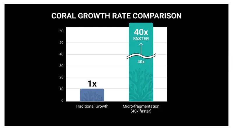 Micro-fragmentation allows corals to achieve decades of growth in just a few years.