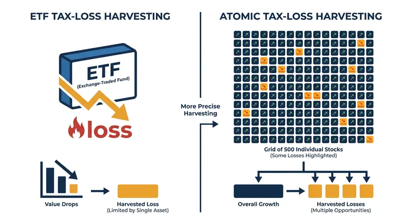 Direct indexing allows investors to harvest losses on individual stocks even when the broader market is up.