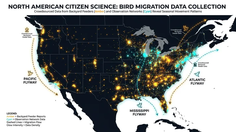 Aggregated data from millions of smart feeders helps ornithologists track migration routes in real-time.
