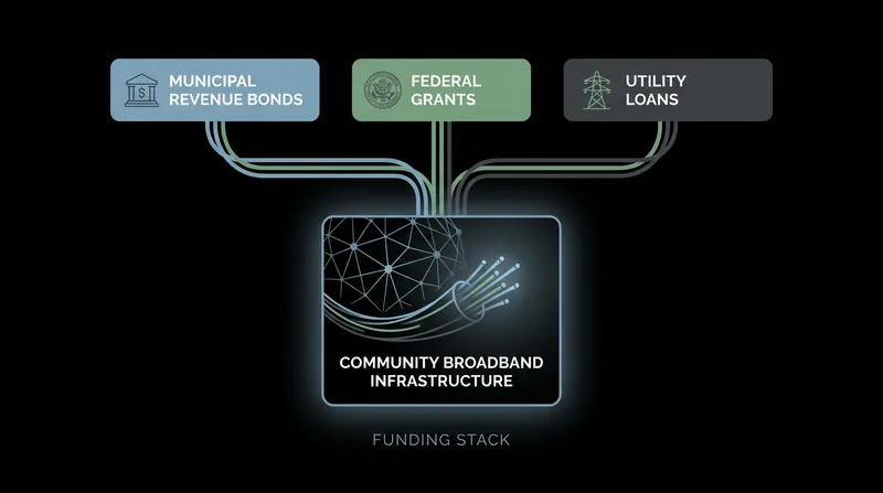 Community networks are typically funded through a combination of revenue bonds, grants, and utility loans.