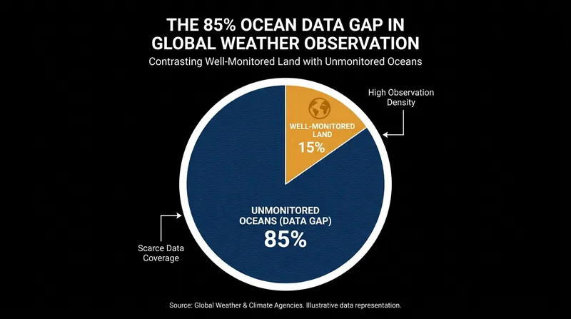 Roughly 85% of the Earth's atmosphere remains under-observed by traditional weather infrastructure.