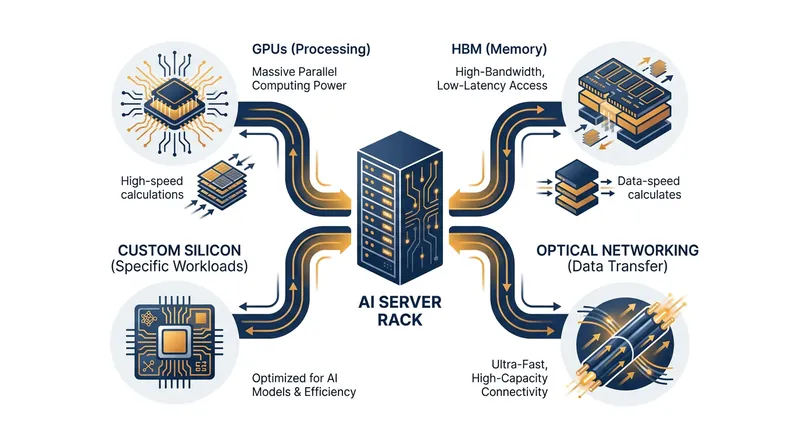 The AI hardware ecosystem requires a vast array of components beyond core processors, driving growth across the semiconductor sector.