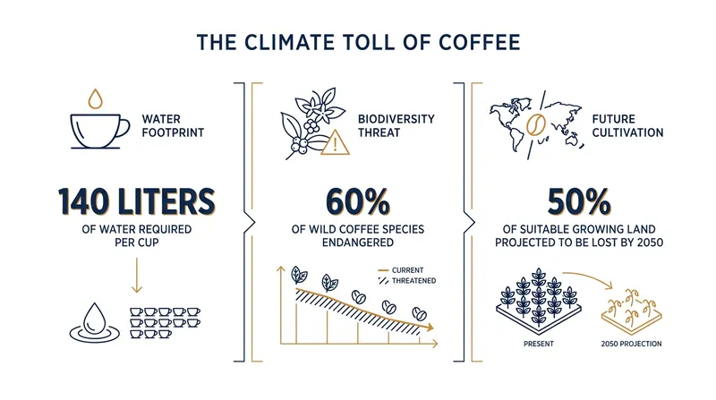 Traditional coffee cultivation is highly resource-intensive and increasingly vulnerable to climate change.