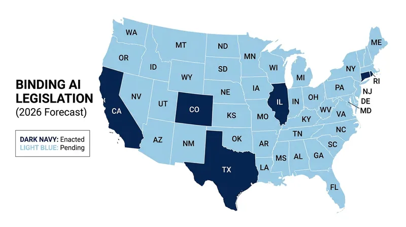 The US AI regulatory landscape has fractured into a complex patchwork of state-level mandates.