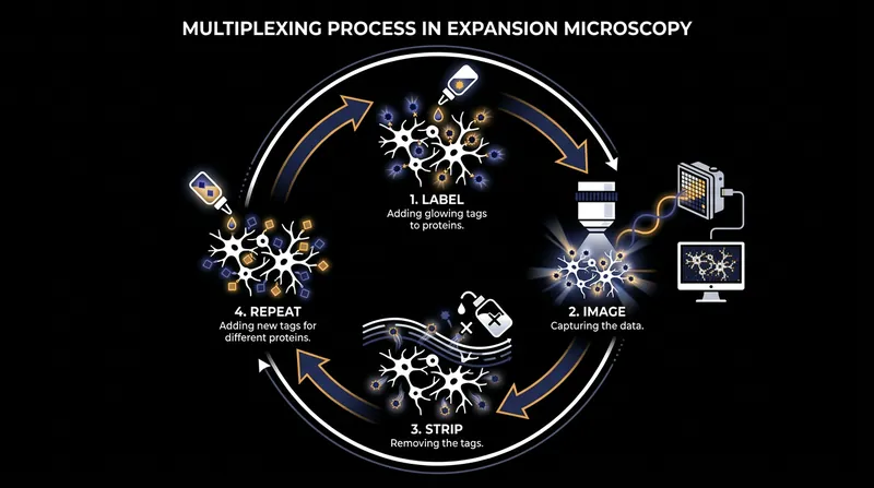 Multiplexing allows researchers to map dozens of different proteins within a single expanded sample.