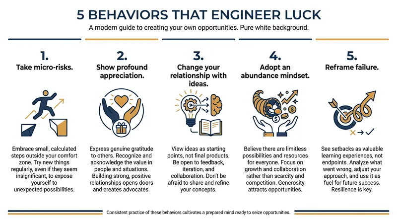 Stanford leadership expert Tina Seelig identifies five core behaviors that expand an individual's capacity for luck.