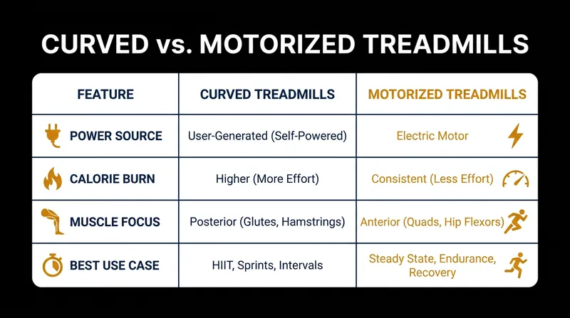 While curved treadmills excel at high-intensity intervals, motorized treadmills remain superior for steady-state pacing.