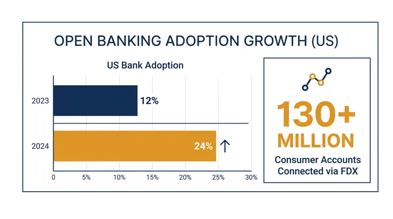 US financial institutions have rapidly adopted open banking standards driven by consumer demand.