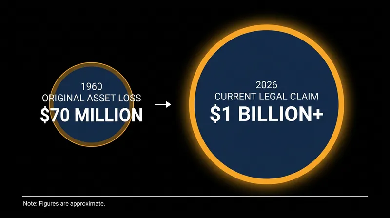 Exxon's claim has ballooned over six decades due to accrued interest and the potential for enhanced damages.