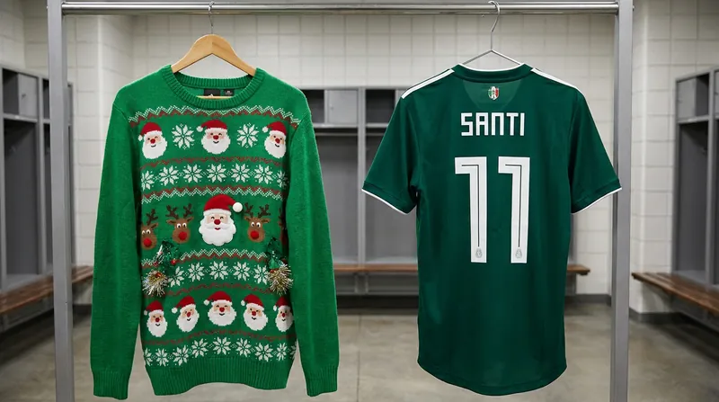 Santi improvised his matchday outfit to match the colors of the Mexican flag before receiving an official kit.