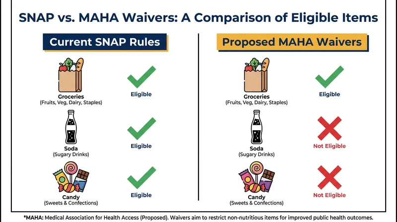 How the proposed waivers would have changed eligible purchases at the checkout counter.