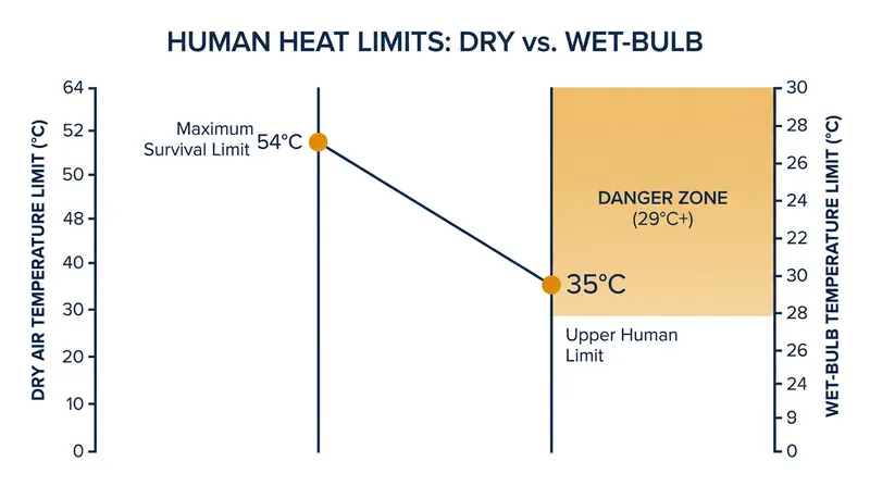 Physiological stress begins at much lower thresholds when humidity is factored into the temperature.