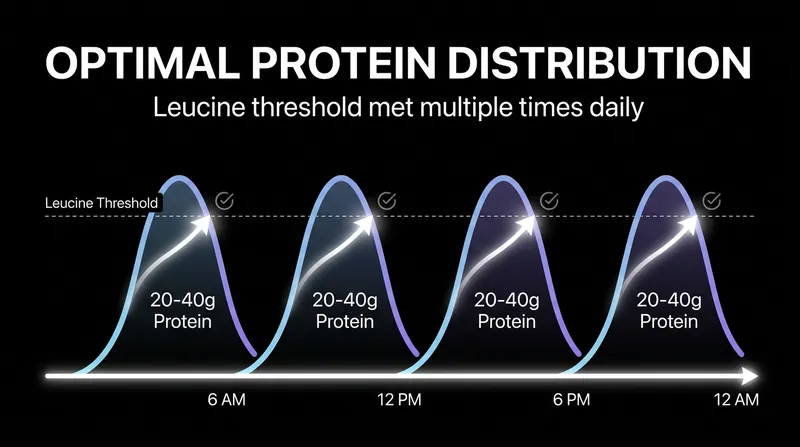 Distributing protein evenly across the day repeatedly triggers the mTOR growth pathway.