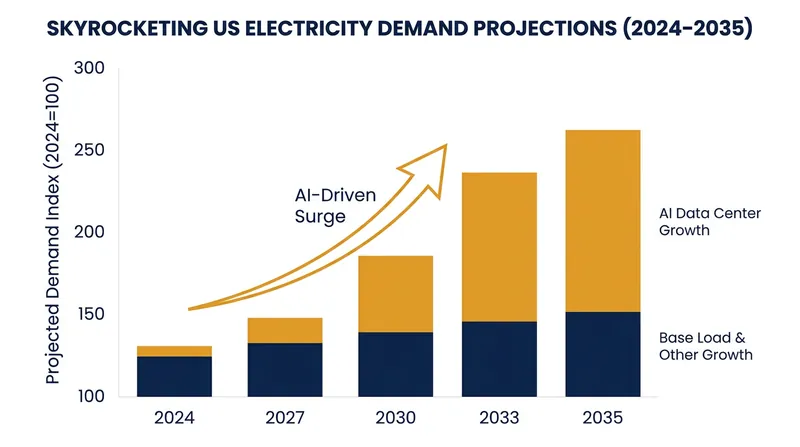 The rapid expansion of artificial intelligence is driving an unprecedented spike in baseload electricity demand.