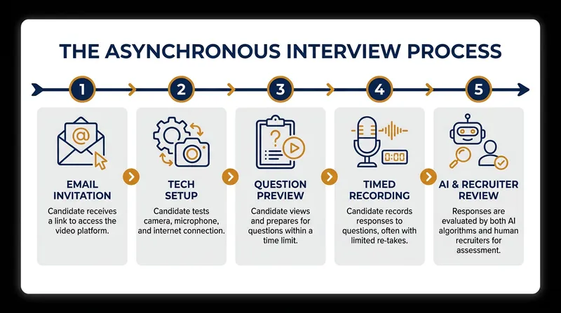 The standard workflow for a one-way video screening.