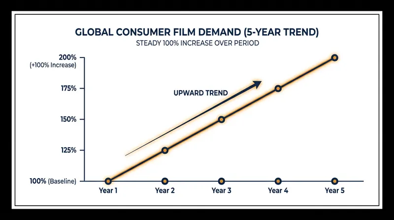 Consumer demand for analog film has doubled over the past five years, prompting factory upgrades.