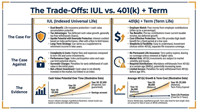 A side-by-side look at how permanent insurance compares to traditional retirement investing.
