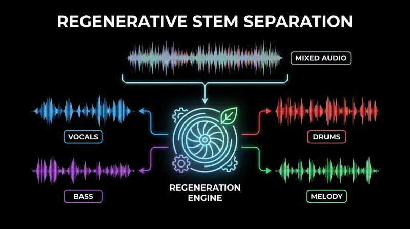 Regenerative stem extraction allows producers to isolate clean instruments from AI-generated tracks.
