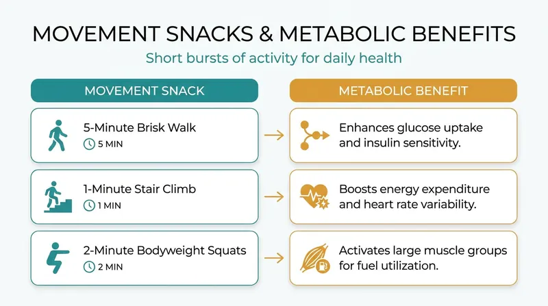 Common movement snacks that can be integrated into any daily routine.