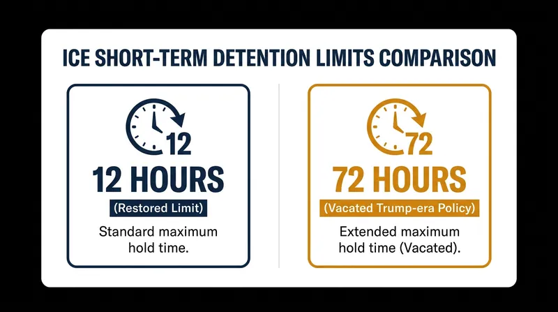 The ruling reverts the maximum time ICE can hold detainees in short-term facilities back to 12 hours.