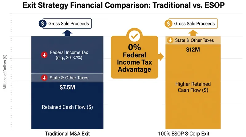 The tax shield of a 100% ESOP-owned S-Corporation dramatically enhances free cash flow.