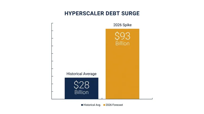 Debt issuance by major cloud providers has surged to fund massive AI infrastructure buildouts.