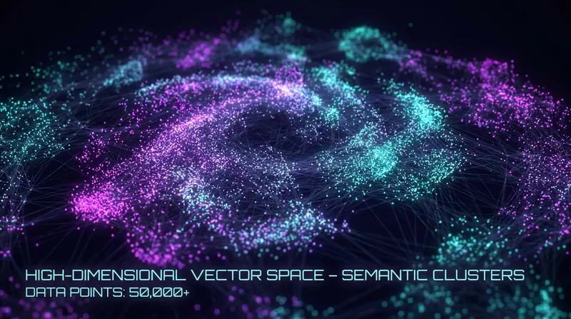 Vector databases store concepts mathematically, placing related ideas physically close together.