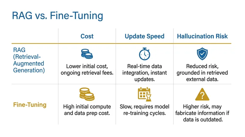RAG offers a faster, cheaper alternative to fine-tuning massive models.