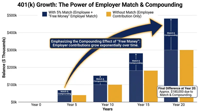 Capturing an employer match acts as an immediate, guaranteed return on investment.