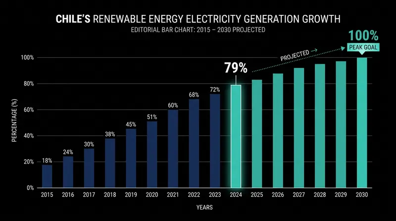 Chile aims to reach a peak of 100% renewable electricity generation on its national grid by 2030.