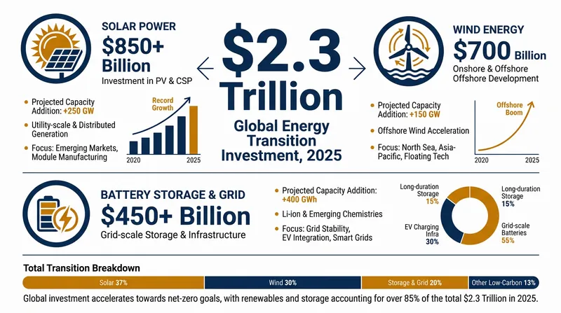 Global investment in the energy transition reached a record $2.3 trillion in 2025, more than double the capital allocated to fossil fuels.