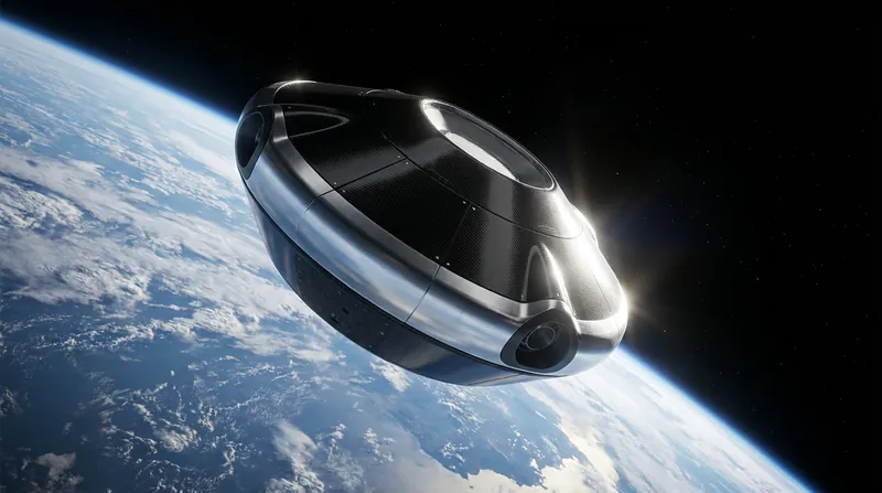 A carbon-fiber heat shield protects the capsule's payload from the intense thermal loads of atmospheric reentry.