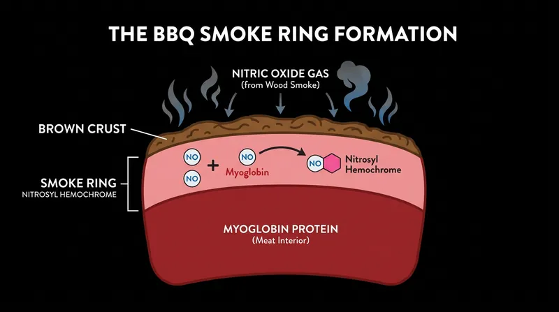 The smoke ring is a chemical reaction between nitric oxide and myoglobin, not a sign of deep smoke penetration.