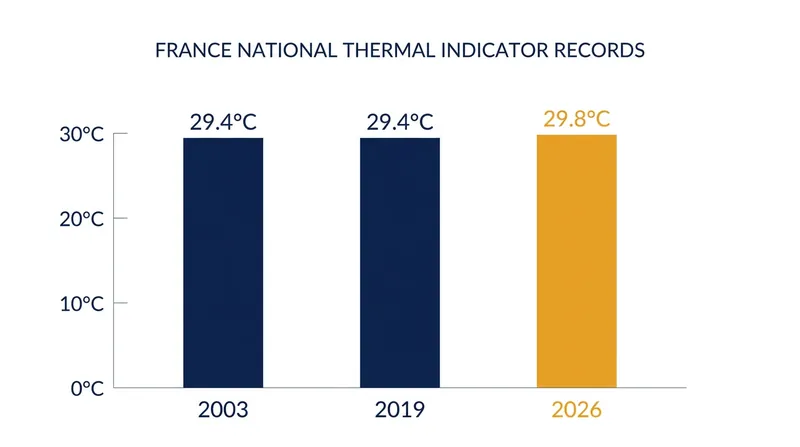 France's national average temperature reached an unprecedented 29.8°C on Tuesday.