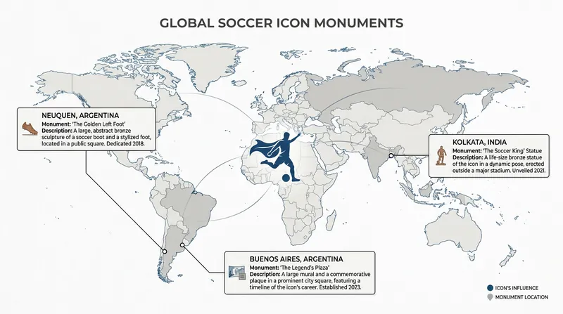 The global footprint of monuments dedicated to the Argentine captain.
