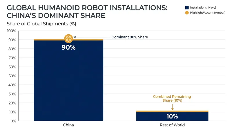 China currently dominates the physical production and deployment of humanoid robots globally.